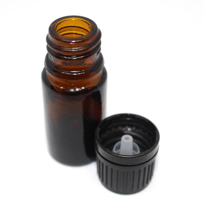Amber glass bottle & black dripulator cap: 5ml image 0